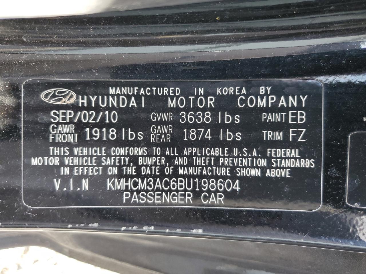 KMHCM3AC6BU198604 2011 Hyundai Accent Gl