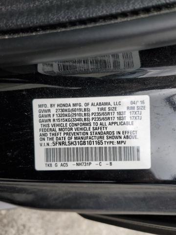 2016 HONDA ODYSSEY 5FNRL5H31GB101165