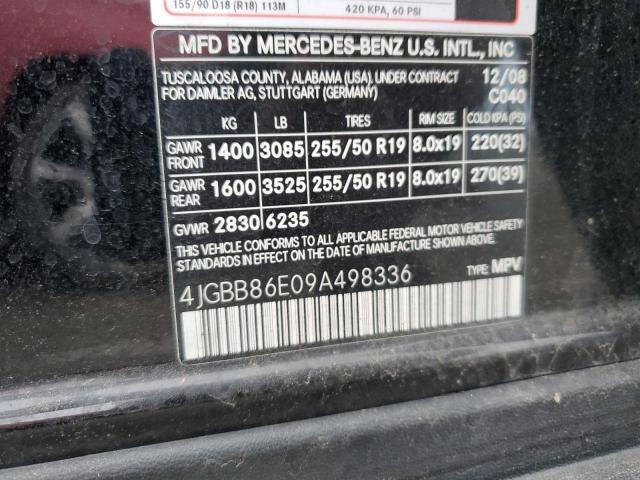 2009 Mercedes-Benz Ml 350 VIN: 4JGBB86E09A498336 Lot: 50444854