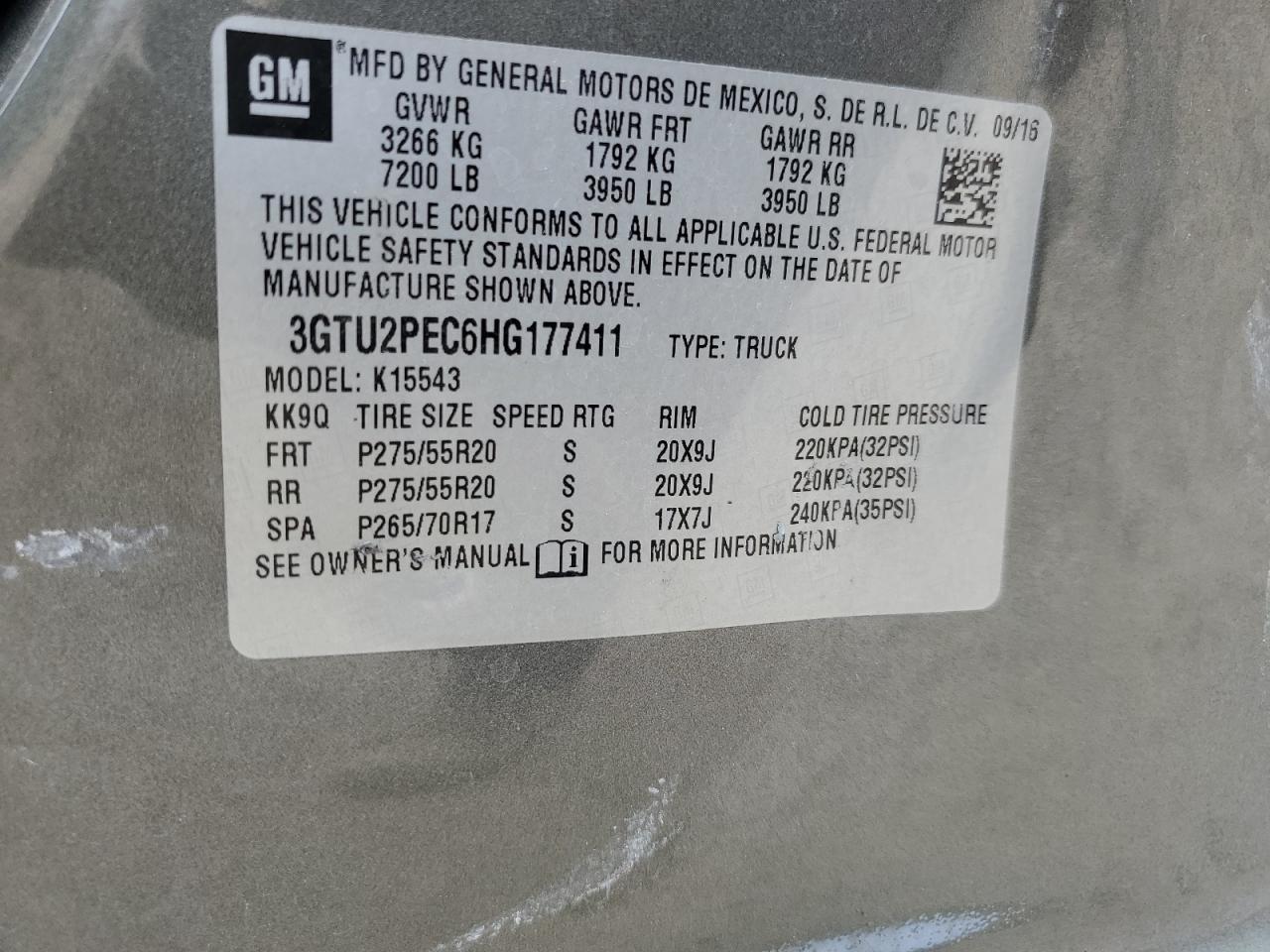 3GTU2PEC6HG177411 2017 GMC Sierra K1500 Denali