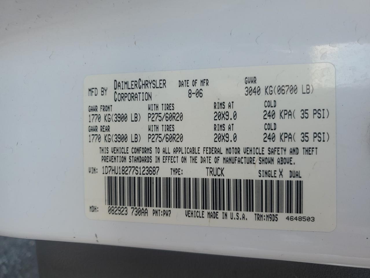 1D7HU18277S123687 2007 Dodge Ram 1500 St