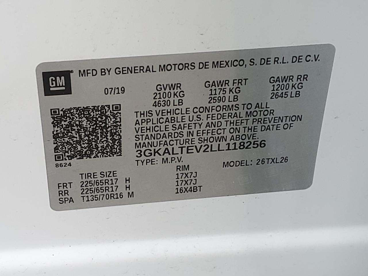 3GKALTEV2LL118256 2020 GMC Terrain Sle