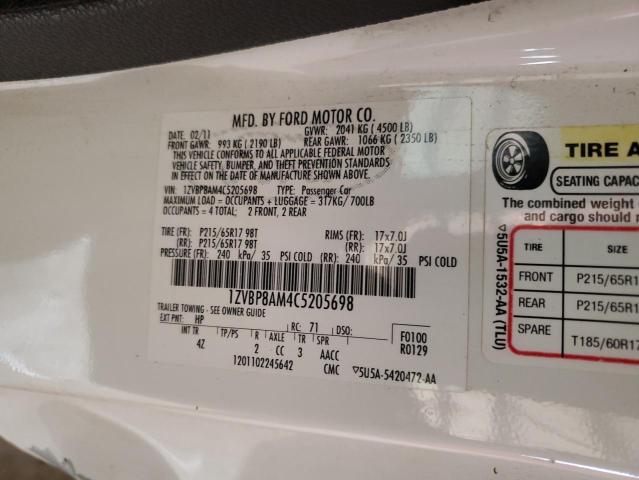 2012 Ford Mustang VIN: 1ZVBP8AM4C5205698 Lot: 51571564