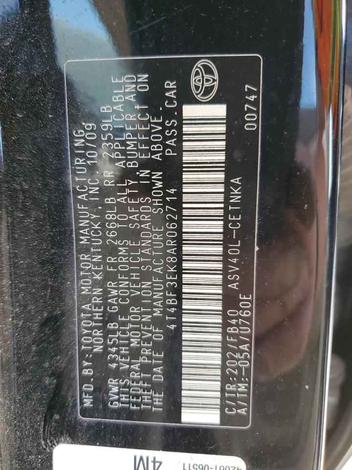 4T4BF3EK8AR062714 2010 Toyota Camry Base