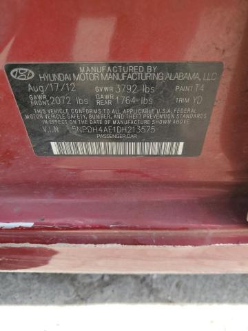 2013 Hyundai Elantra Gls VIN: 5NPDH4AE1DH213575 Lot: 50886414