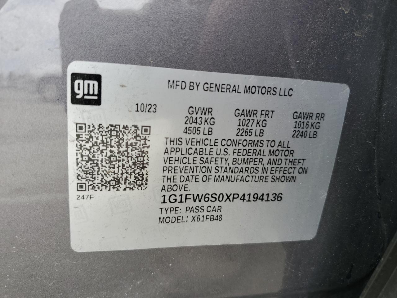 1G1FW6S0XP4194136 CHEVROLET BOLT 2023