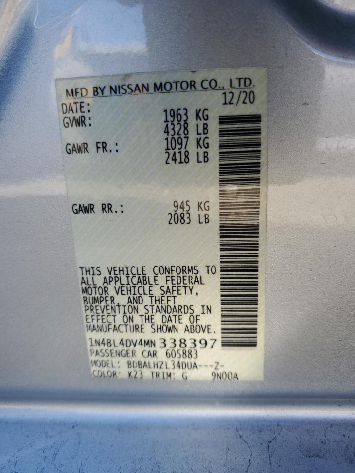 1N4BL4DV4MN338397 2021 Nissan Altima Sv