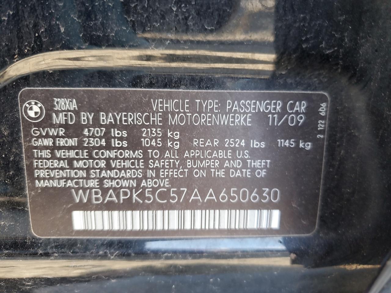 WBAPK5C57AA650630 2010 BMW 328 Xi Sulev