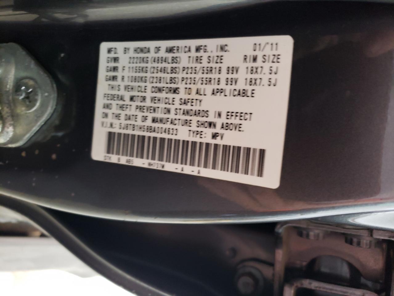 5J8TB1H58BA004633 2011 Acura Rdx Technology