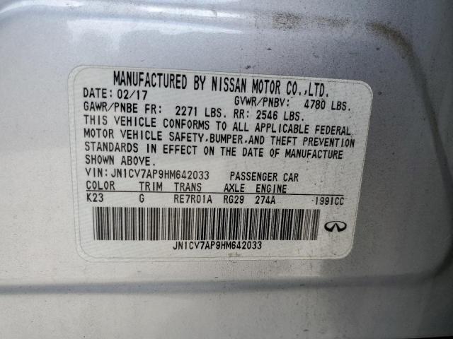 2017 Infiniti Q50 Base VIN: JN1CV7AP9HM642033 Lot: 52359414