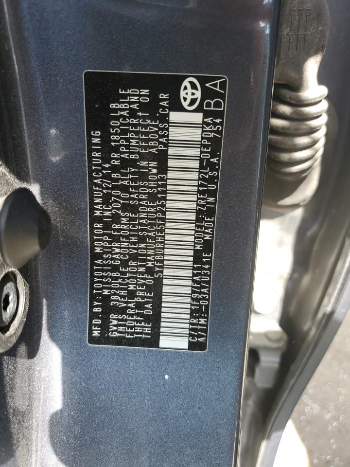 5YFBURHE5FP251113 2015 Toyota Corolla L