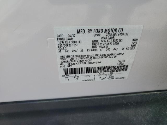 2017 FORD EXPLORER L - 1FM5K7F83HGD34950
