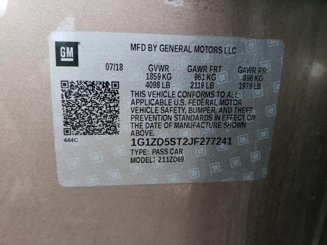 2018 Chevrolet Malibu Lt VIN: 1G1ZD5ST2JF277241 Lot: 51102964