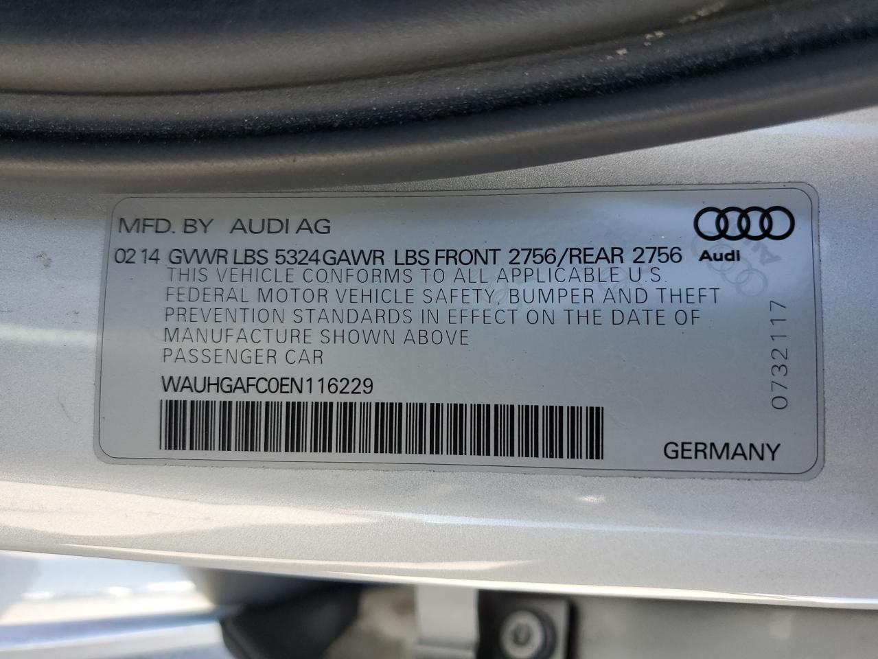 2014 Audi A6 Prestige vin: WAUHGAFC0EN116229