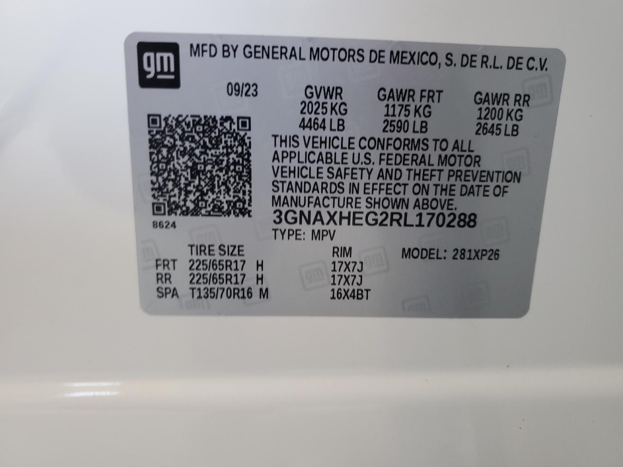 3GNAXHEG2RL170288 2024 Chevrolet Equinox Ls