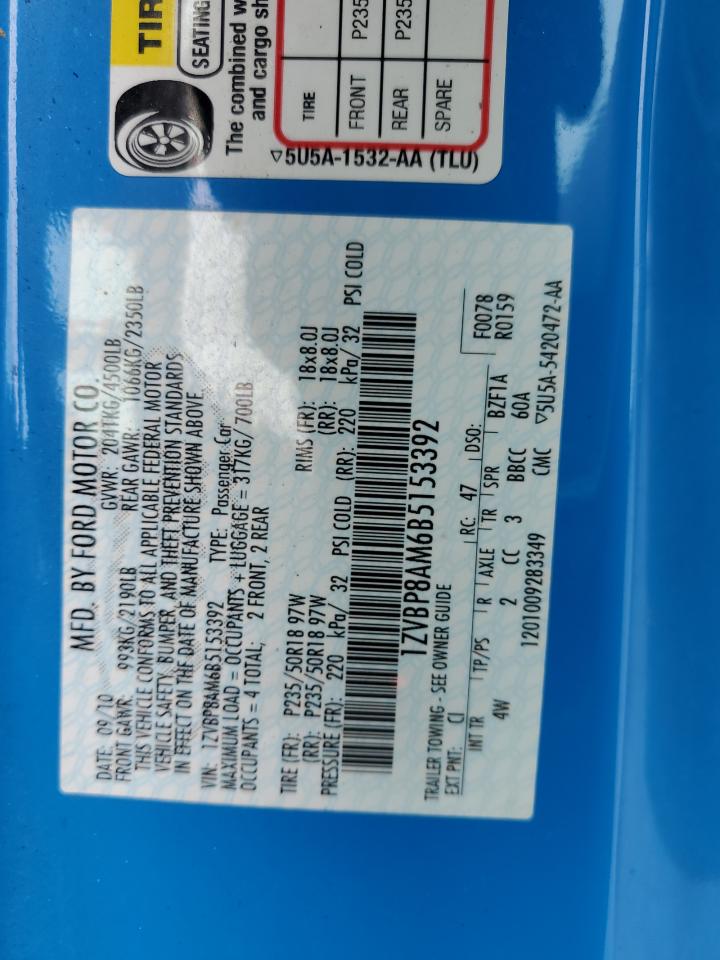 1ZVBP8AM6B5153392 2011 Ford Mustang