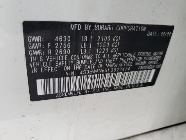 4S3BWAN63L3022474 Subaru Legacy LIM 12