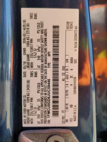 2018 Ford Escape Se VIN: 1FMCU0GD6JUC59446 Lot: 52204724