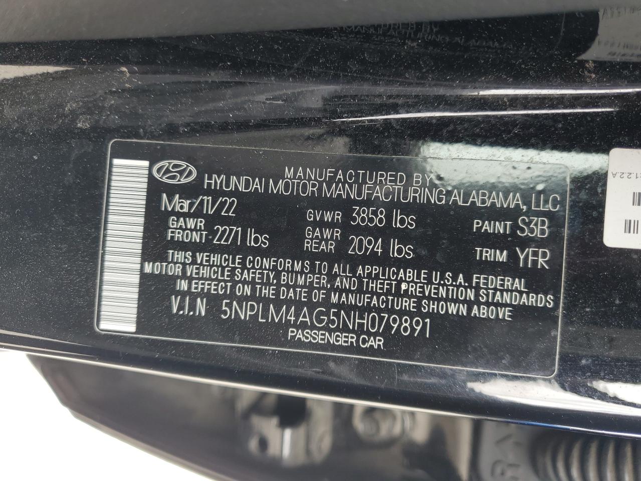 5NPLM4AG5NH079891 2022 Hyundai Elantra Sel