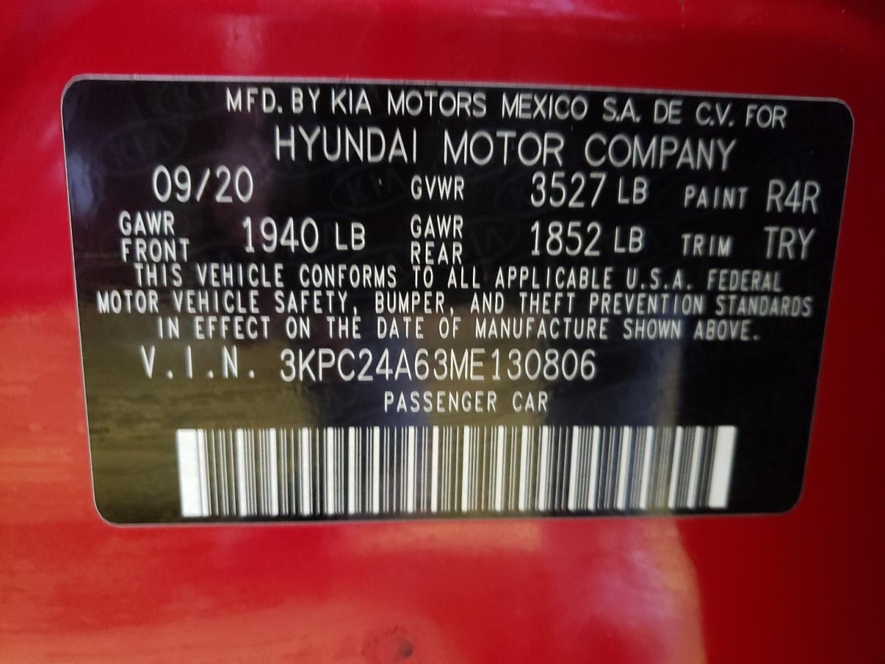 3KPC24A63ME130806 2021 Hyundai Accent Se