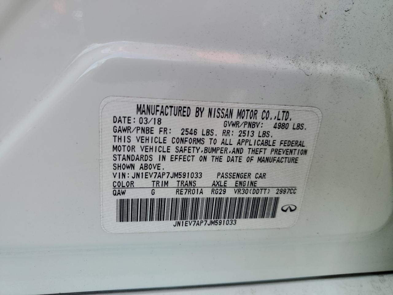 JN1EV7AP7JM591033 2018 Infiniti Q50 Luxe