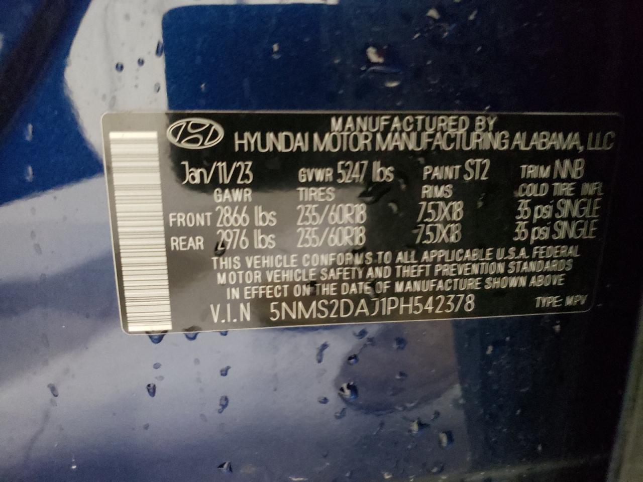 5NMS2DAJ1PH542378 2023 Hyundai Santa Fe Sel