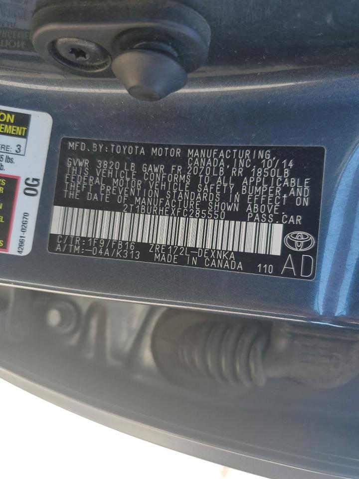 2T1BURHEXFC285550 2015 Toyota Corolla L