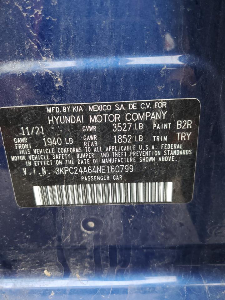 3KPC24A64NE160799 2022 Hyundai Accent Se