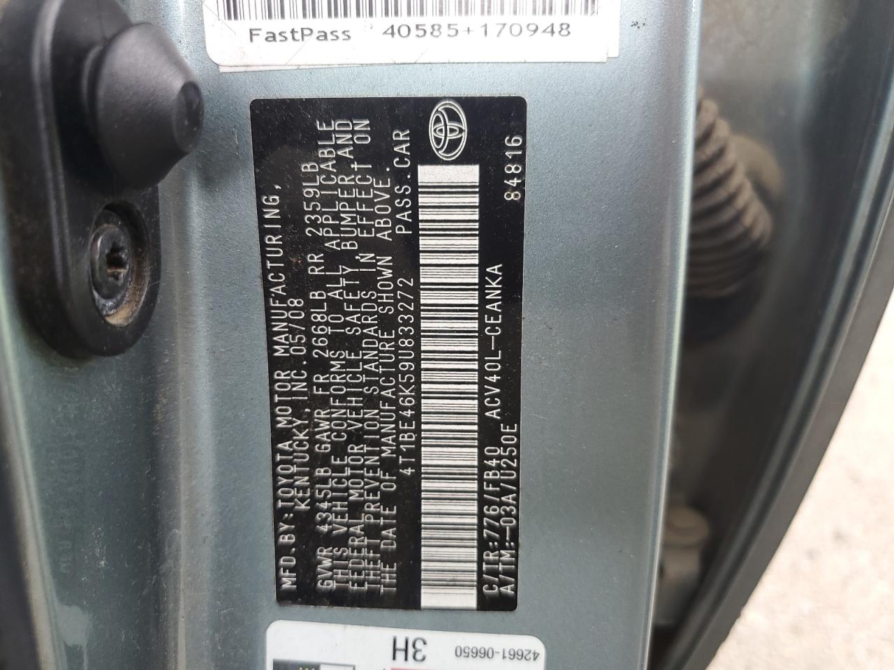 4T1BE46K59U833272 2009 Toyota Camry Base