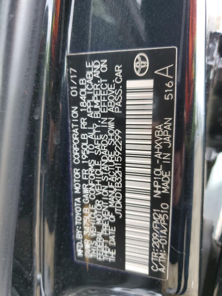 JTDKDTB32H1592299 TOYOTA PRIUS 2017