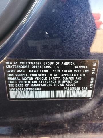 2015 VOLKSWAGEN PASSAT S - 1VWAS7A36FC035663