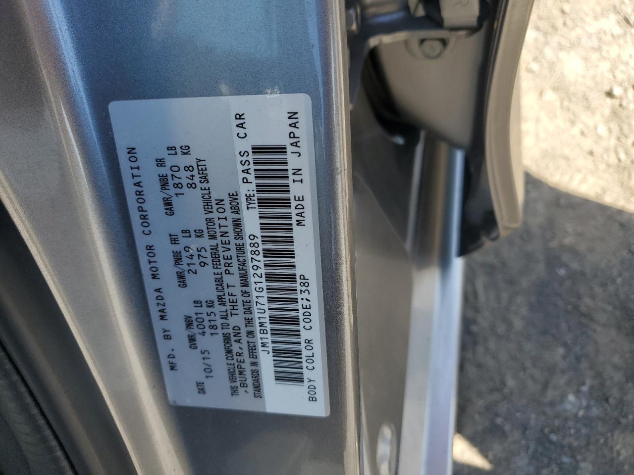 JM1BM1U71G1297889 2016 Mazda 3 Sport