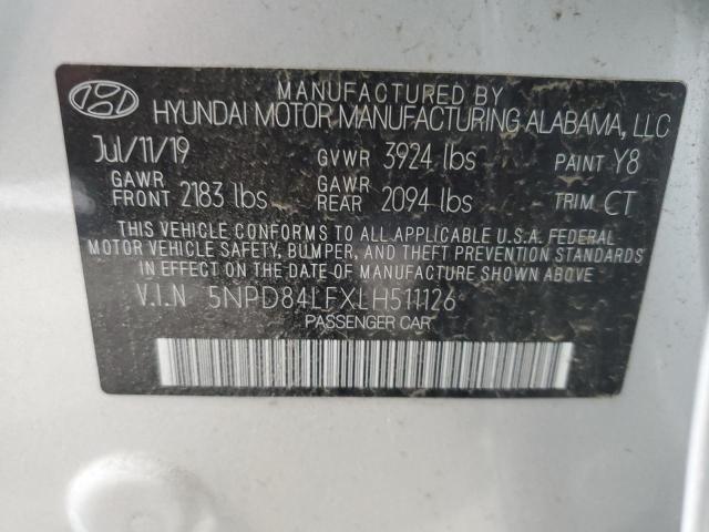 2020 Hyundai Elantra Sel VIN: 5NPD84LFXLH511126 Lot: 50480414