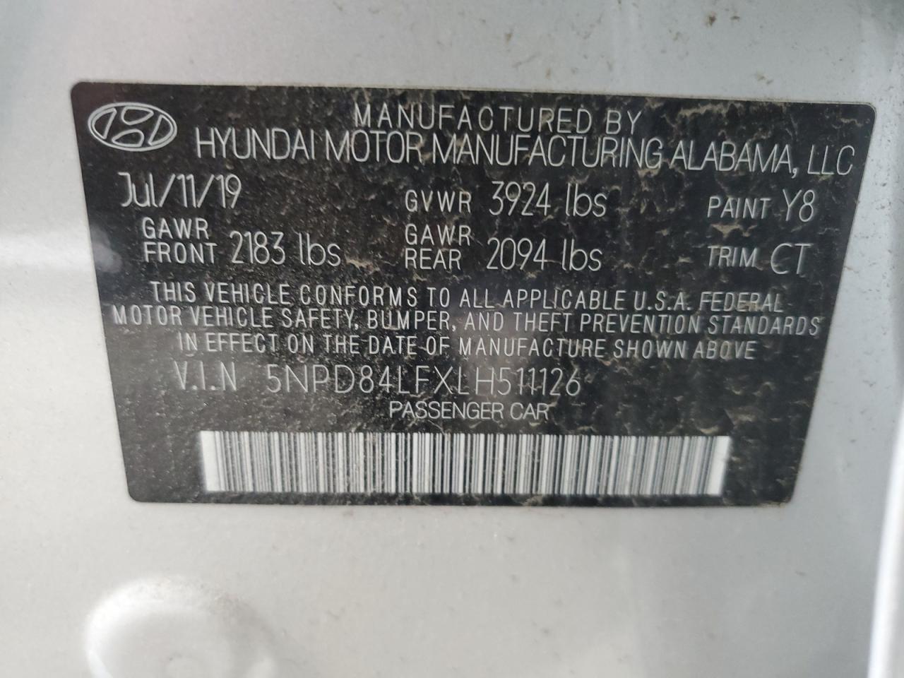 5NPD84LFXLH511126 2020 Hyundai Elantra Sel