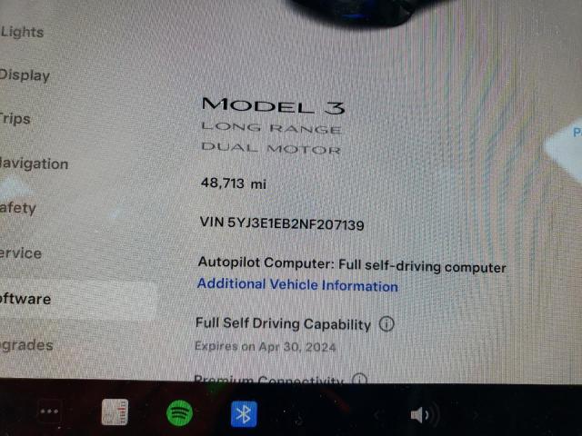 2022 Tesla Model 3 VIN: 5YJ3E1EB2NF207139 Lot: 50072214