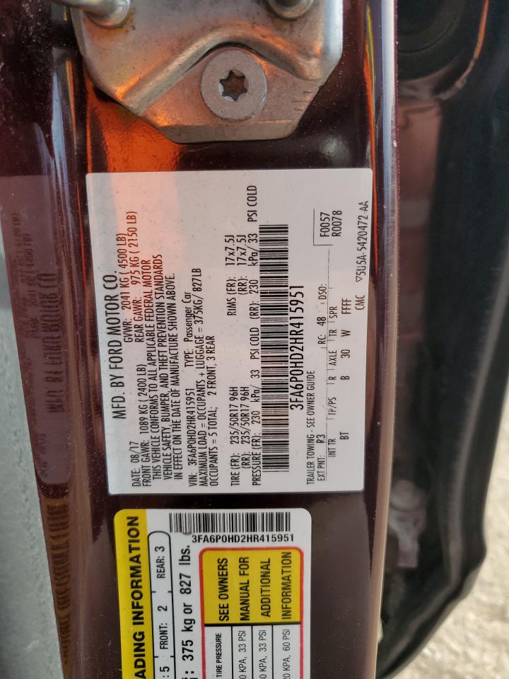 3FA6P0HD2HR415951 FORD FUSION 2017