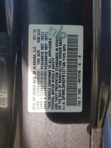 2015 Honda Odyssey Touring VIN: 5FNRL5H92FB127146 Lot: 51018834