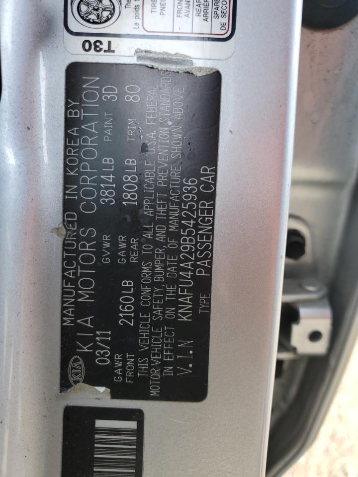 KNAFU4A29B5425936 2011 Kia Forte Ex