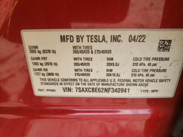 7SAXCBE62NF340941 Tesla Model X  12