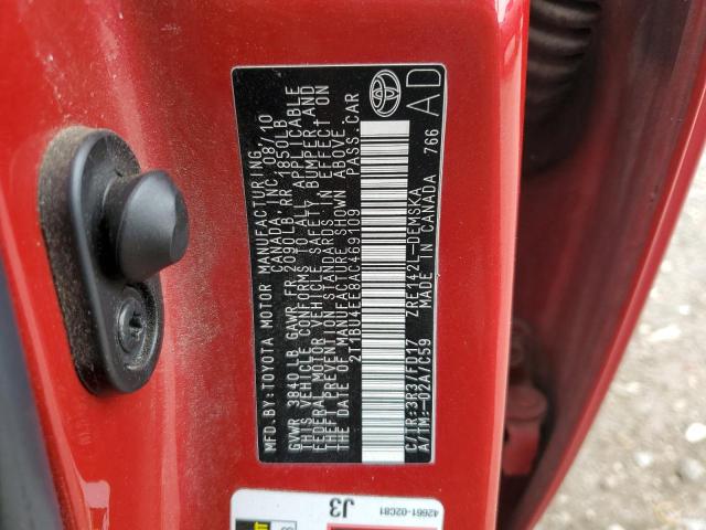 2010 Toyota Corolla Base VIN: 2T1BU4EE8AC469109 Lot: 49250184