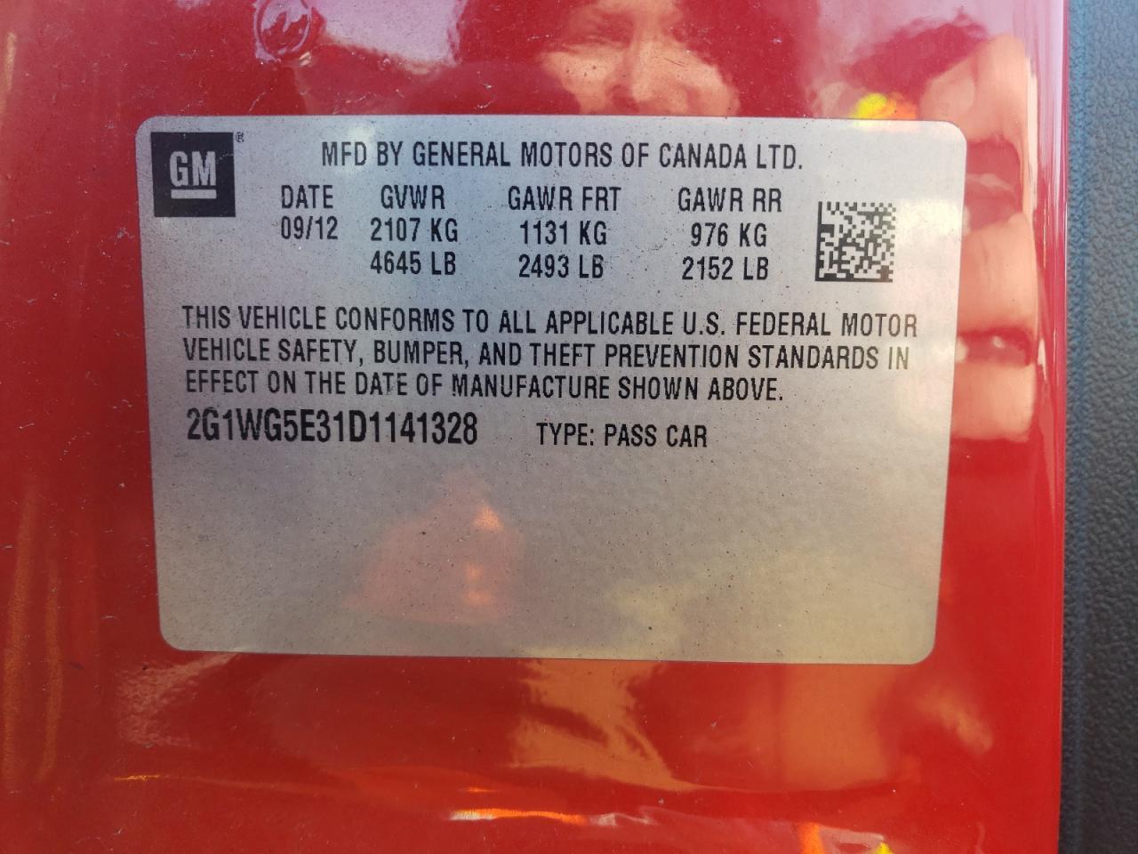 2G1WG5E31D1141328 2013 Chevrolet Impala Lt