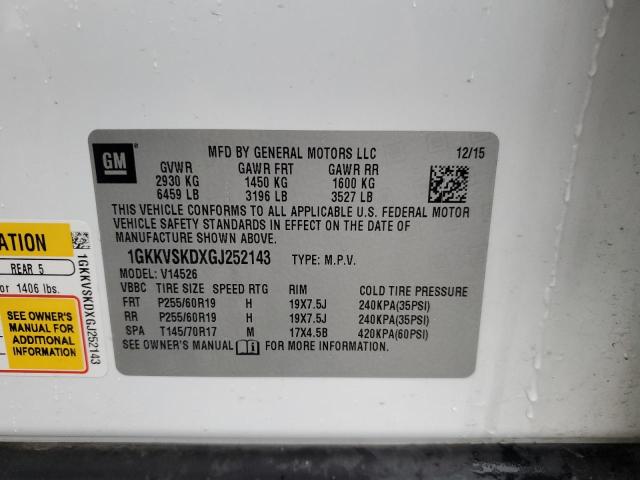 2016 GMC Acadia Slt-2 VIN: 1GKKVSKDXGJ252143 Lot: 52022314