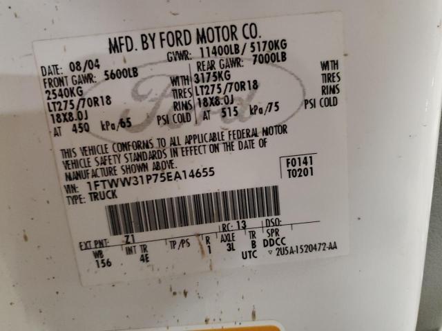 2005 Ford F350 Srw Super Duty VIN: 1FTWW31P75EA14655 Lot: 49674404