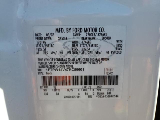 2007 Ford F150 Supercrew VIN: 1FTPW14V47KC59601 Lot: 51741144
