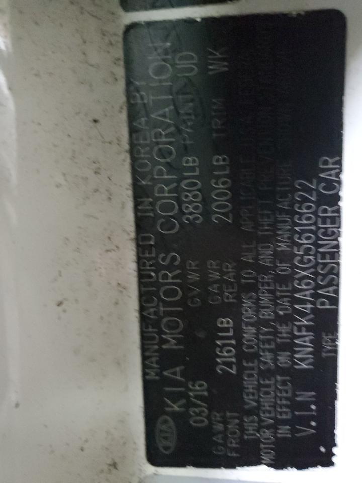 KNAFK4A6XG5616622 2016 Kia Forte Lx