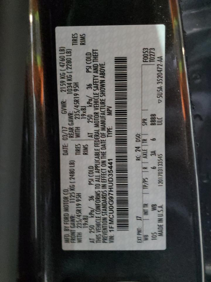 1FMCU0G97HUD35441 2017 Ford Escape Se