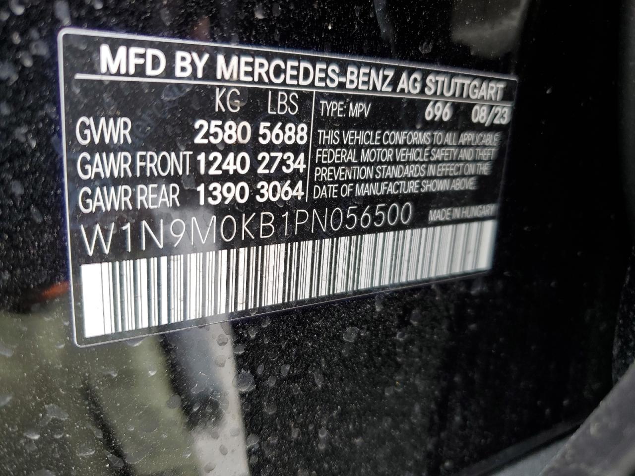 W1N9M0KB1PN056500 2023 Mercedes-Benz Eqb 300 4Matic