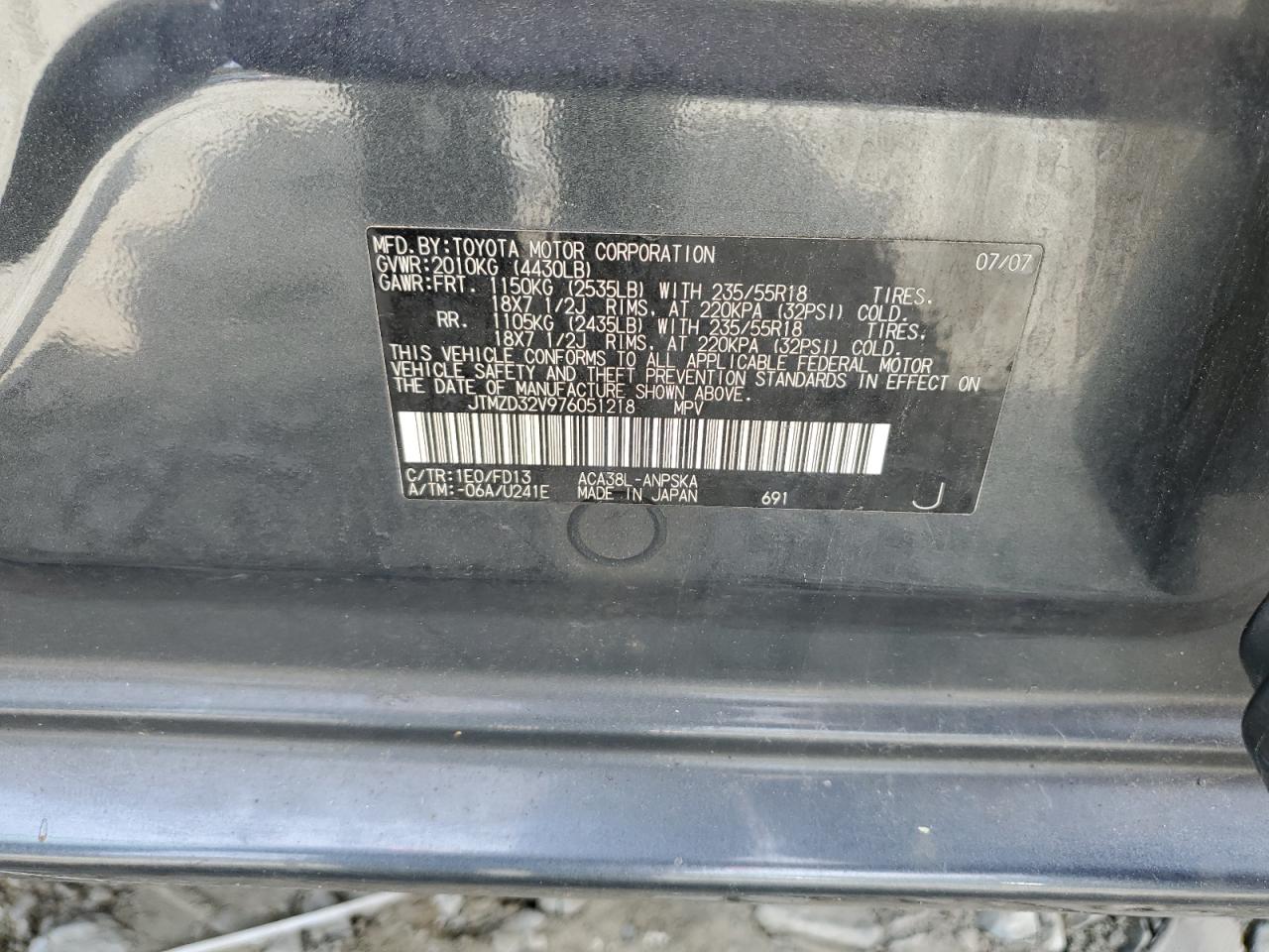 JTMZD32V976051218 2007 Toyota Rav4 Sport