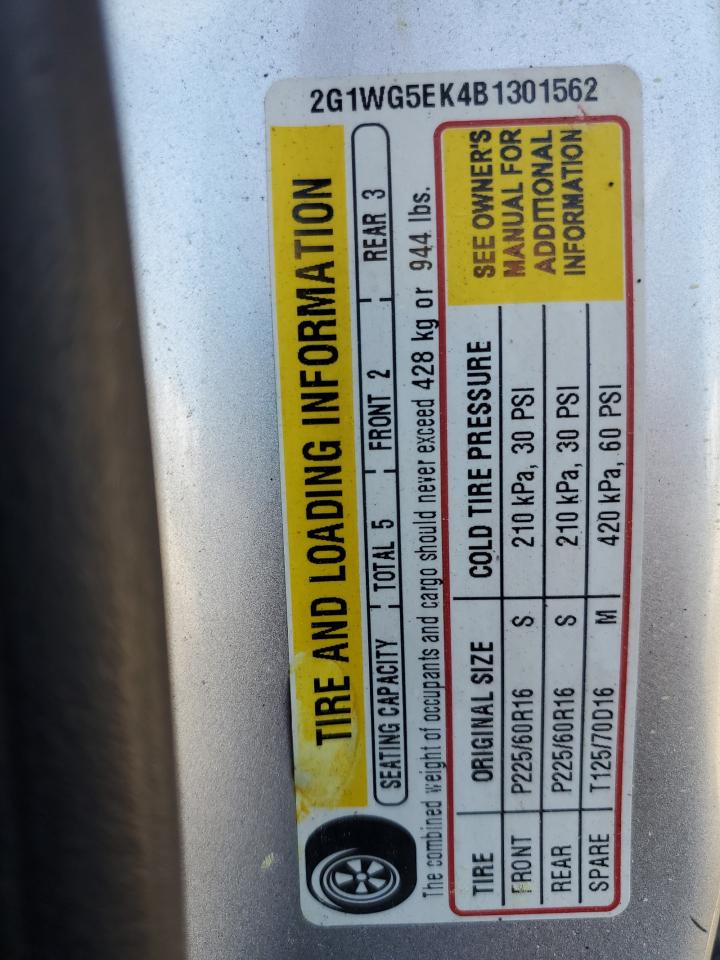 2G1WG5EK4B1301562 2011 Chevrolet Impala Lt