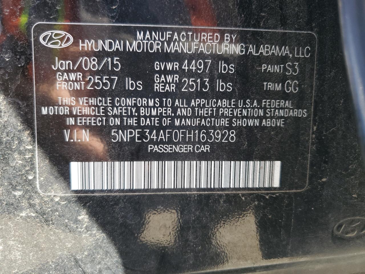 5NPE34AF0FH163928 2015 Hyundai Sonata Sport